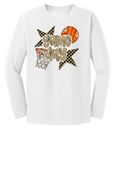 Game Day Checkered Star Basketball Design on White