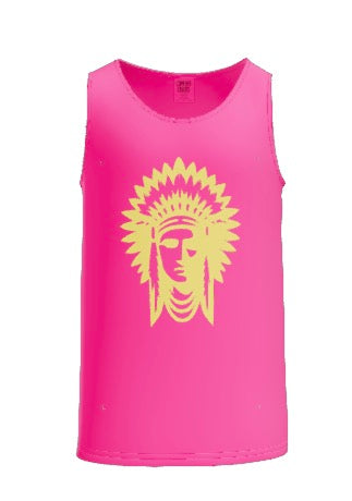 Indian on Neon Pink Comfort Colors Tank Top