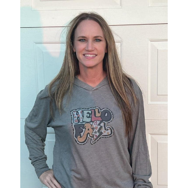 Hello Fall Hooded Long Sleeve Tee